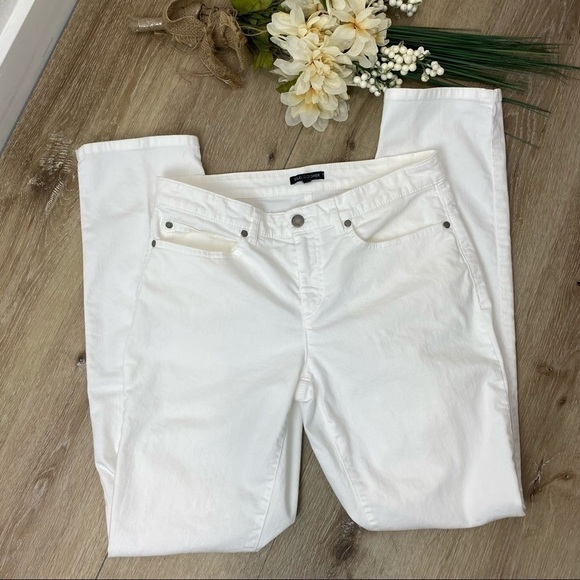 Eileen Fisher Straight Leg Organic Cotton White Jeans - Picture 2 of 9